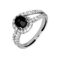 18ct White Gold Whitby Jet 0.89ct Diamond Double Shoulder Ring