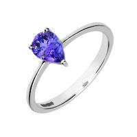 18ct White Gold And Tanzanite Pear Cut Solitaire Ring