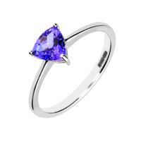 18ct White Gold And Tanzanite Triangle Solitaire Ring
