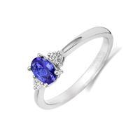 18ct White Gold Tanzanite And Diamond Oval Cut Cluster Ring