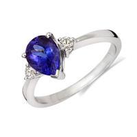 18ct White Gold Tanzanite And Diamond Pear Cluster Ring