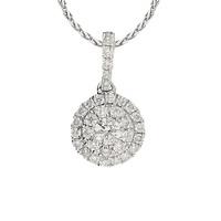 18ct White Gold Round Cluster 0.26 carat Diamond Pendant Necklace