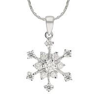 18ct White Gold Snowflake 0.34ct Diamond Necklace