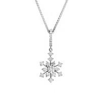 18ct White Gold Snowflake 0.43ct Diamond Pendant Necklace