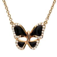 18ct rose gold whitby jet 019 carat diamond butterfly necklace