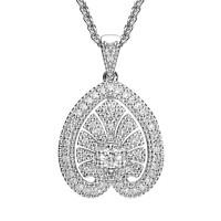 18ct white gold 052 carat diamond house style small leaf necklace