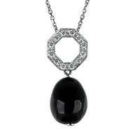 18ct White Gold Whitby Jet 2.16ct Diamond Bead Octagon Necklace