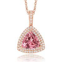 18ct Rose Gold Morganite and Diamond Trilliant Cut Cluster Necklace