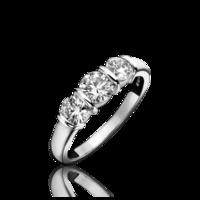 18ct White Gold 0.36ct Diamond Three Stone Bar Set Ring
