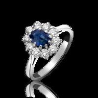 18ct White Gold 0.60ct Diamond 0.77ct Sapphire Claw Set Cluster Ring