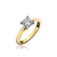 18ct yellow gold princess cut 071 carat diamond solitaire ring