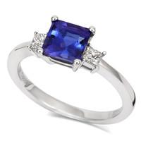 18ct White Gold 1.16ct Tanzanite 0.23ct Diamond Princess Cut Ring