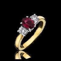18ct Yellow And White Gold 0.50ct Ruby 0.29ct Brilliant Cut Diamond Claw Set Ring