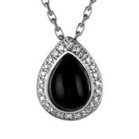 18ct White Gold Whitby Jet 0.21ct Diamond Pear Pave Necklace