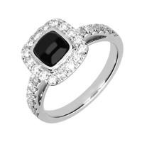 18ct white gold whitby jet 058ct diamond cushion ring