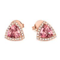 18ct rose gold morganite 017ct diamond trillion cut earrings