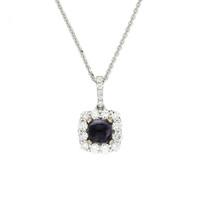 18ct White Gold Blue John Cushion 0.51 Carat Diamond Necklace