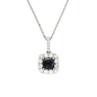 18ct white gold blue john cushion 051 carat diamond necklace