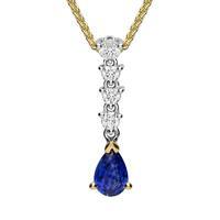 18ct yellow gold sapphire and diamond pear drop necklace