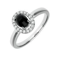 18ct white gold whitby jet 017ct diamond oval ring