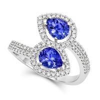 18ct White Gold 1.09ct Tanzanite 0.28ct Diamond Twist Ring