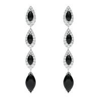 18ct white gold whitby jet 092ct diamond marquise stone earrings