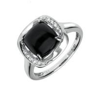 18ct White Gold 0.07ct Whitby Jet Diamond Ring