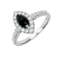 18ct White Gold Whitby Jet 0.53ct Diamond Marquise Ring