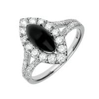 18ct White Gold Whitby Jet 0.89ct Diamond Marquise Ring