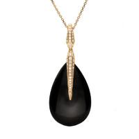18ct Rose Gold Whitby Jet Diamond Elisir Pear Necklace