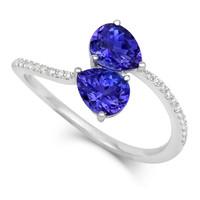 18ct White Gold 1.31ct Tanzanite and 0.08ct Diamond Twist Ring