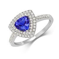 18ct White Gold 1.03ct Tanzanite 0.34 Diamond Trilliant Cut Ring