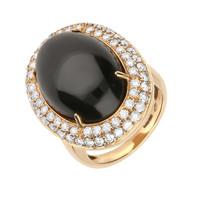 18ct rose gold whitby jet 149ct diamond large oval ring