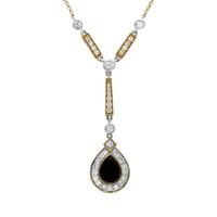 18ct White and Yellow Gold Whitby Jet 0.73ct Diamond Necklace