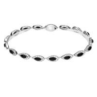 18ct White Gold Whitby Jet 3.16ct Diamond 17 Stone Bracelet