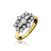 18ct Yellow Gold Fifteen Stone Cluster 2.01ct Diamond Ring