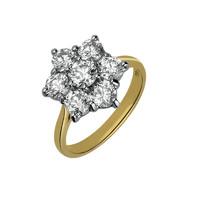 18ct Yellow Gold 0.77 Carat Diamond Flower Cluster Ring