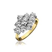 18ct Yellow Gold Nine Stone 1.19 Carat Diamond Cluster Ring