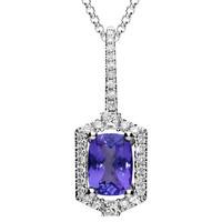 18ct white gold 104ct tanzanite 023 carat diamond cluster necklace