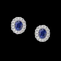 18ct White Gold 0.16ct Diamond And Sapphire Claw Set Cluster Earrings