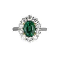 18ct White Gold 1.35ct Emerald 1.00ct Diamond Oval Cluster Ring