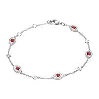 18ct White Gold 0.43ct Diamond 0.53ct Ruby Marquise Bracelet