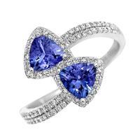 18ct White Gold 0.80ct Tanzanite And 0.30ct Diamond Double Twist Cluster Ring