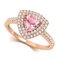 18ct Rose Gold 0.70ct Morganite 0.34ct Diamond Trillion Cut Ring