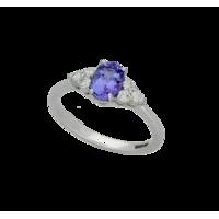 18ct White Gold 0.74ct Tanzanite 0.20ct Diamond Oval Ring