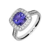 18ct White Gold 1.66ct Tanzanite 0.51 Carat Diamond Cluster Ring