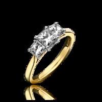 18ct Yellow Gold 1.0ct Diamond Princess Cut Claw Set Trilogy Ring