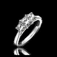 18ct White Gold 0.76ct Diamond Princess Cut Claw Set Trilogy Ring