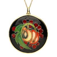 18ct Yellow Gold Moorcroft Queens Choice Round Pendant