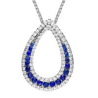 18ct white gold 037ct diamond 053ct sapphire open pear necklace